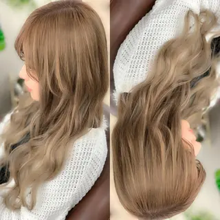 ロング カラー れん/ハイトーン /エクステ/韓国風のヘアスタイル