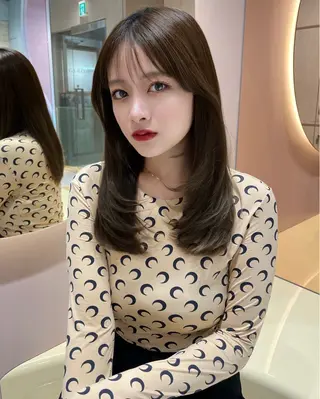 ミディアム レイヤー縮毛矯正 ささきすずね💗のヘアスタイル