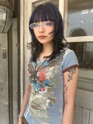 ミディアム ハイトーン/顔まわり レイヤー/YUKAのヘアスタイル