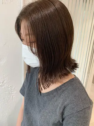 ミディアム カラー ヘアアレンジ 🫧透明感カラー/ ボブ/小笠原🪽のヘアスタイル
