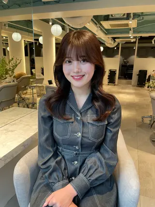 セミロング 根本 彩永のヘアスタイル