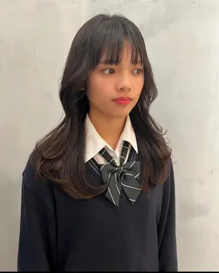 セミロング 韓国レイヤー/顔周り /縮毛矯正/羽田航のヘアスタイル