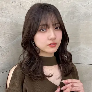 ミディアム 🫧Hazuki🫧 透明感カラー/縮毛のヘアスタイル
