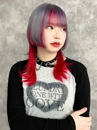 ロング カラー パーマ ヘアアレンジ メンズ キッズ ハイトーン/ピンク 💗モモ໒꒱のヘアスタイル