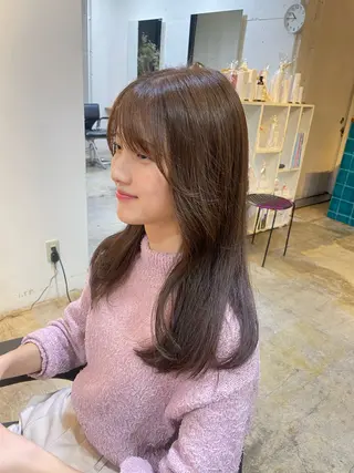 ロング カラー RIN／韓国ヘア レイヤーカットのヘアスタイル