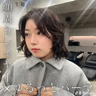 ミディアム カラー パーマ 表参道/髪質改善・ 透明感 colorのヘアスタイル