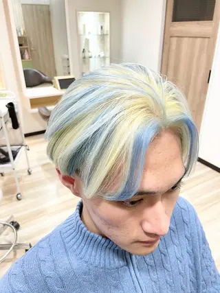 ショート カラー メンズ 🌈派手髪ハイトーン 🌈鈴木亮太🌈のヘアスタイル
