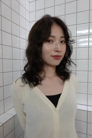 ミディアム カラー パーマ ボブパーマ/パーマ ウルフパーマのヘアスタイル