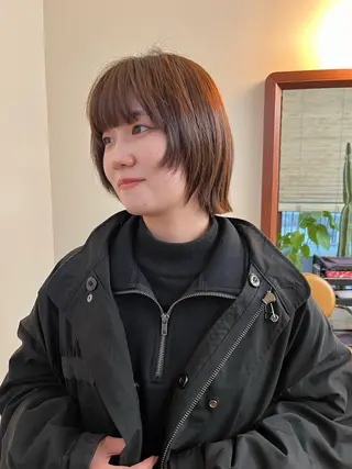 ショート カラー ボブパーマ/パーマ ウルフパーマのヘアスタイル