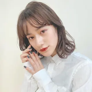 ミディアム カラー 🌱小顔ヘア/ボブ ミディアム/双葉🌱のヘアスタイル