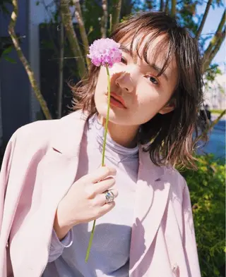 ミディアム カラー パーマ クロスパーマ× 透明感カラー✂︎のヘアスタイル