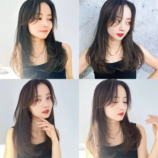 セミロング カラー 新宿/韓国風レイヤー 髪質改善/渋谷直樹のヘアスタイル