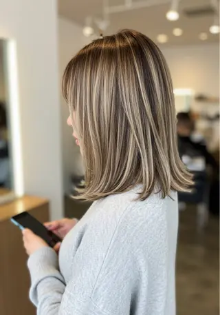 ミディアム カラー シャドールーツ美容師 篠原康太のヘアスタイル