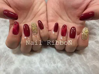ネイル ネイルリボン 受付スタッフのネイルデザイン