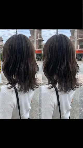 セミロング 裾分 華子のヘアスタイル