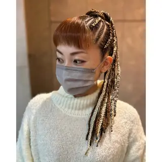 ミディアム カラー パーマ ヘアアレンジ メンズ キッズ BRAIDS💎愛子 大人ハイライト💎のヘアスタイル