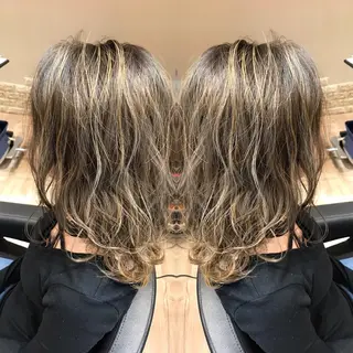 セミロング カラー 大久保 隆蔵のヘアスタイル