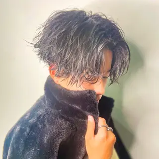 ミディアム カラー パーマ メンズ シースルーマッシュ/ メンズ/KYOHEIのヘアスタイル