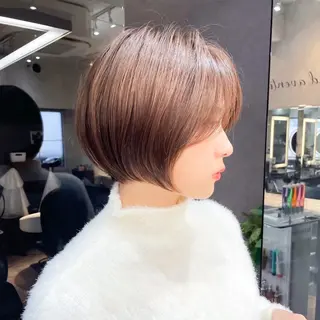 ショート ストンボブ/レイヤー 艶カラー💎ヒデジのヘアスタイル