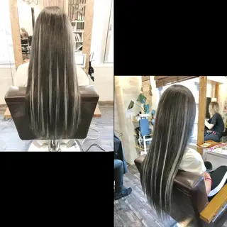 ロング カラー ✯カラー&編み込み エクステ✯池田智博✯のヘアスタイル