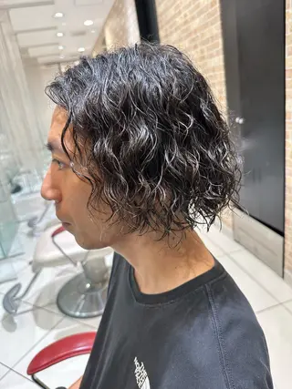 ミディアム パーマ メンズ 💈メンズ特化 美容師サキ💈のヘアスタイル