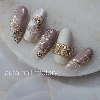 ショート カラー ネイル 赤羽 アウラ ネイルファクトリーのネイルデザイン
