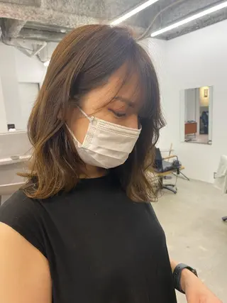 ミディアム カラー 顔周りカット/透明感 カラー/rioのヘアスタイル