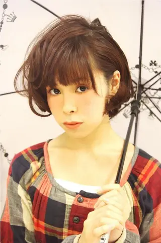 ショート カラー パーマ 田中 奈布のヘアスタイル