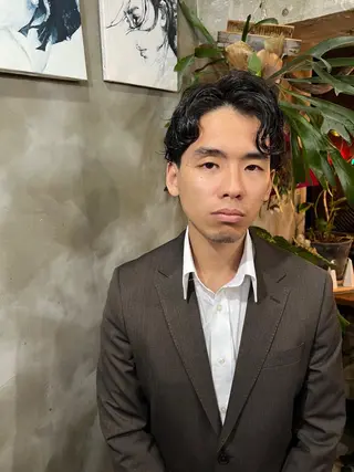 ミディアム パーマ メンズ 木村陸弥 似合わせ 透明感カラー🌿のヘアスタイル