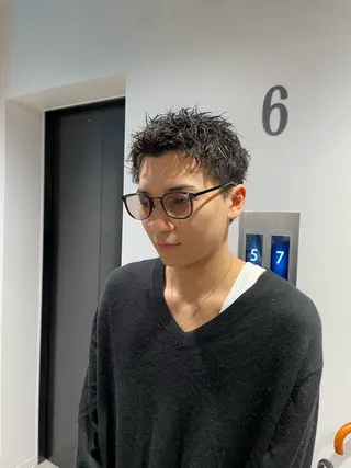 ショート パーマ メンズ 垢抜けハイトーン☀/ 笑顔の美容師/しゅんのヘアスタイル