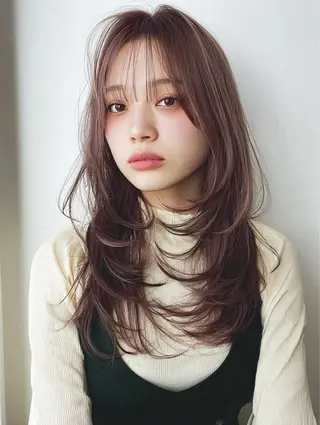 ロング カラー おかもと あやのヘアスタイル