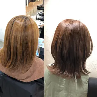 ミディアム 艶カラー🩵💛 NANAのヘアスタイル