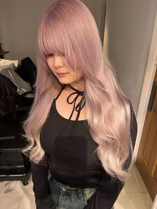 ロング カラー レイヤーカット/ハイ トーンカラー/きらのヘアスタイル