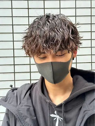 ショート パーマ メンズ 町田/波巻き/ シャドウ/メンズのヘアスタイル