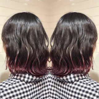 ミディアム カラー ヘアアレンジ 髪質改善×ハイトーン 中田啄也のヘアスタイル