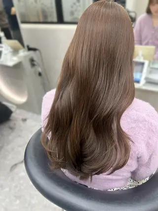 セミロング カラー ヘアアレンジ fumika🎀 韓国ヘア×ベージュのヘアスタイル