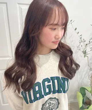 セミロング rina／ベージュ ワンホン/韓国ヘアのヘアスタイル