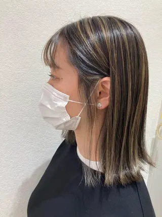 ミディアム カラー 野村 さなみ✨ぱっつんボブのヘアスタイル