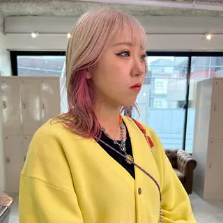 ミディアム カラー パーマ ヘアアレンジ メンズ キッズ ネイル マツエク・マツパ アイブロウ 🧨ブリーチー×ボブ レイヤー💎じゅえるのヘアスタイル