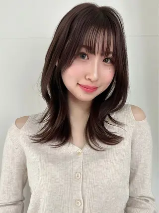 ミディアム カラー むっち〜/ケアカラー /似合わせcutのヘアスタイル