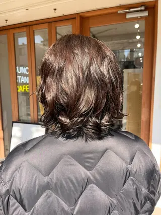 ミディアム カラー パーマ 森田 菜留美のヘアスタイル