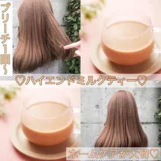 ロング カラー メンズ JuNブリーチに 縮毛矯正するプロのヘアスタイル