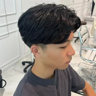 パーマ メンズ ショート 若白髪ボカシ/パーマ 藤川時也のヘアスタイル