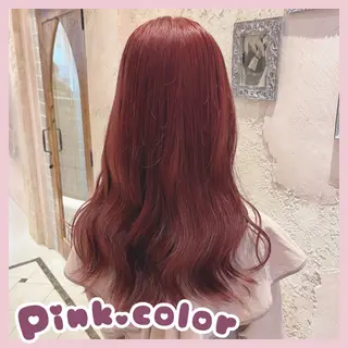 ロング 川井麻由🎀アイドル 量産🎀ピンクカラーのヘアスタイル