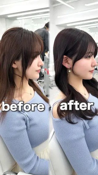 セミロング カラー メンズ 前髪顔まわりカット 🌈中村海聖のヘアスタイル