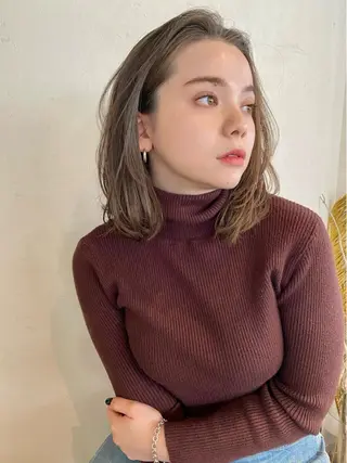 ミディアム カラー 似合わせカラーパーマ 🌿kitin米川のヘアスタイル