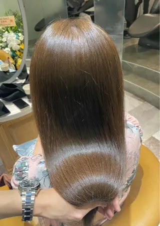 ミディアム カラー パーマ 栗原 瑠世のヘアスタイル
