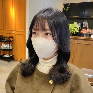 ミディアム カラー salowin渋谷kitaya park前所属・RIKA韓国ヘア/く びれヘア/上品カラーのヘアスタイル