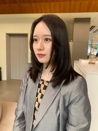 セミロング LORENAO所属・ブリーチなしカラー♡ rinaのヘアスタイル