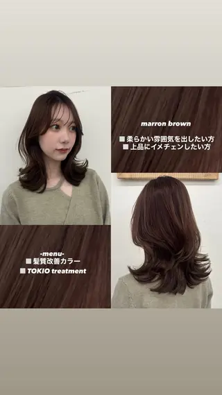 ミディアム 透明感カラー/レイヤ ー/momo🎀のヘアスタイル